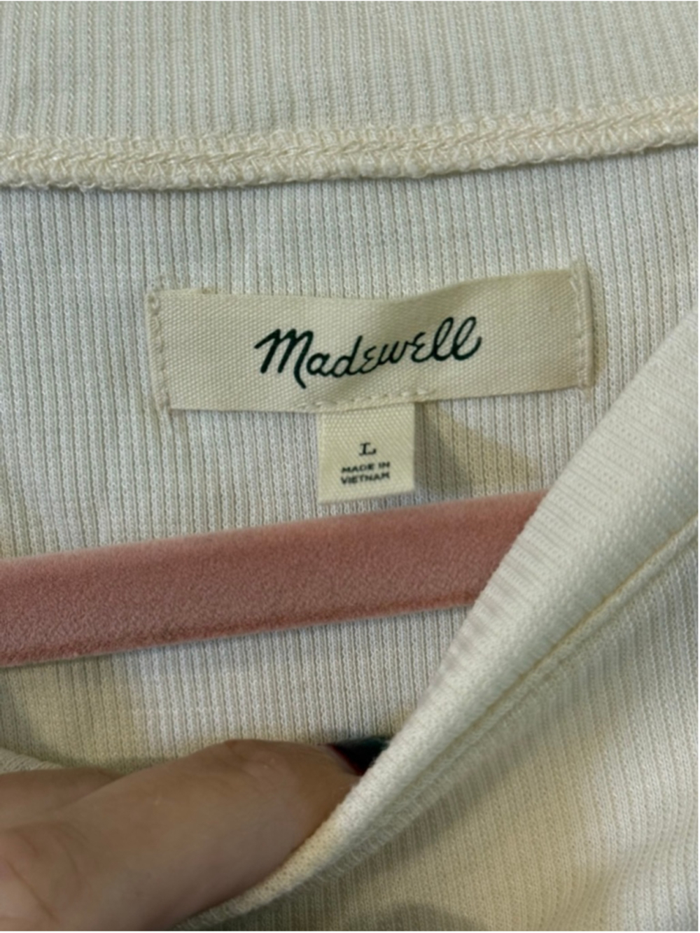 Madewell Ivory Ribbed Crop Top Large - Picture 3 of 4